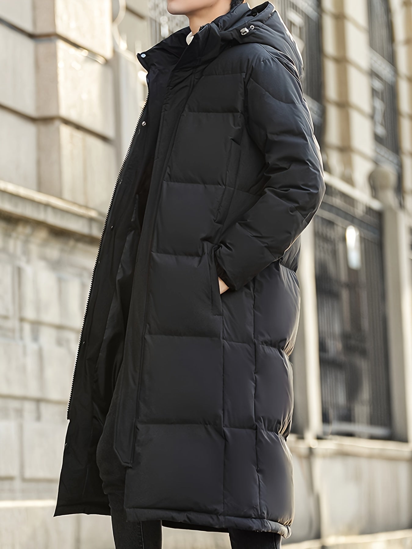 WW | Long Hooded Down Winter Jacket for Men - Perfect for Outdoor Activities