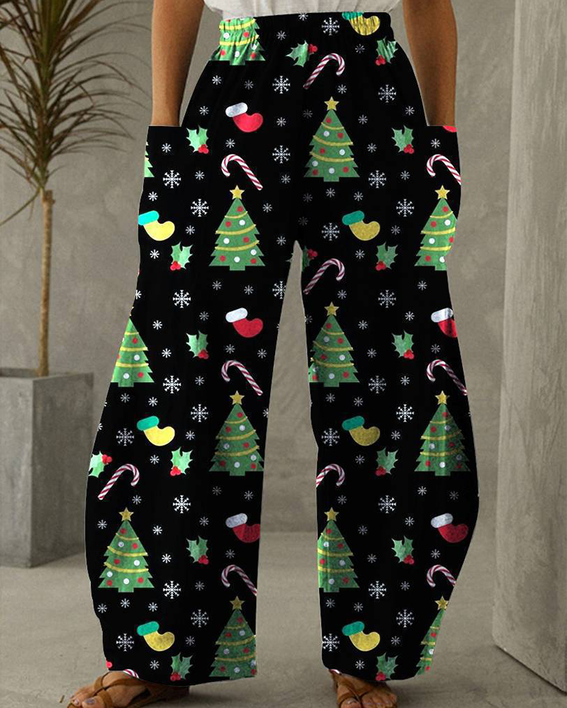 WW | Christmas Print Casual Trousers