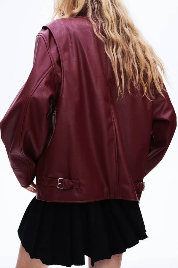 WW | Revers Langarm Pocket Reißverschluss Lederjacke