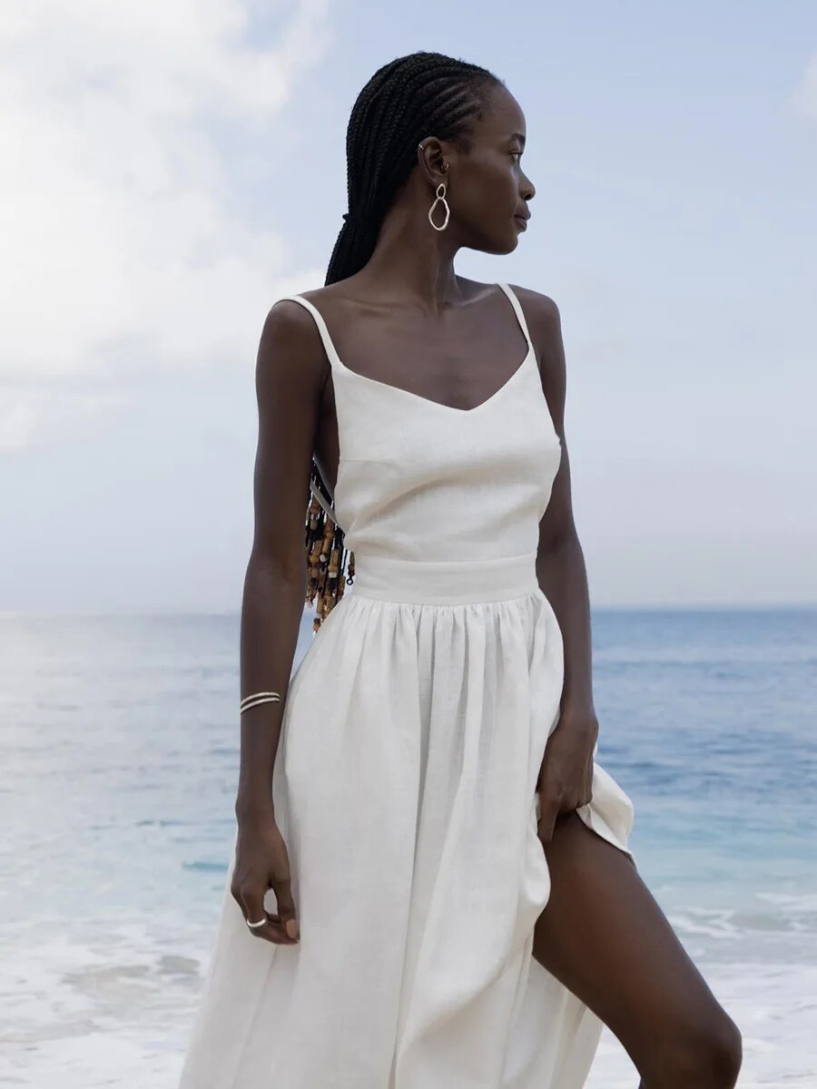 WW | Atmungsaktives Sommerkleid Aus Leinen Für Damen
