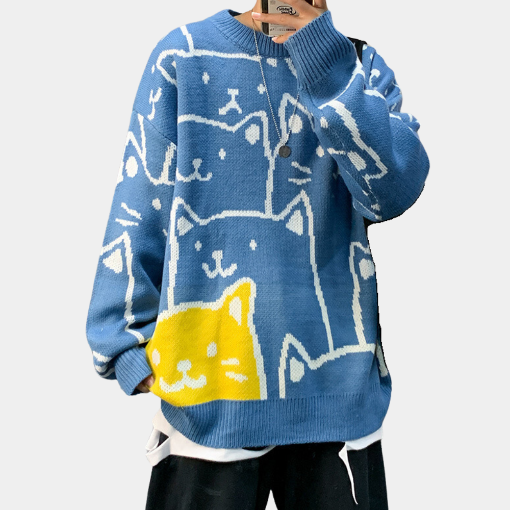 WW | Cat Print Hoodie for Men