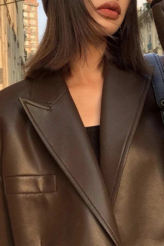 WW | PU Leather Blazer Jacket