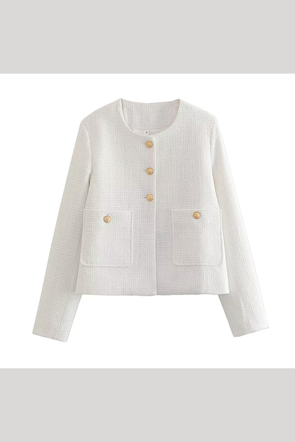 WW | Farbe Texturiertes Lässiges Stil Top Jacke