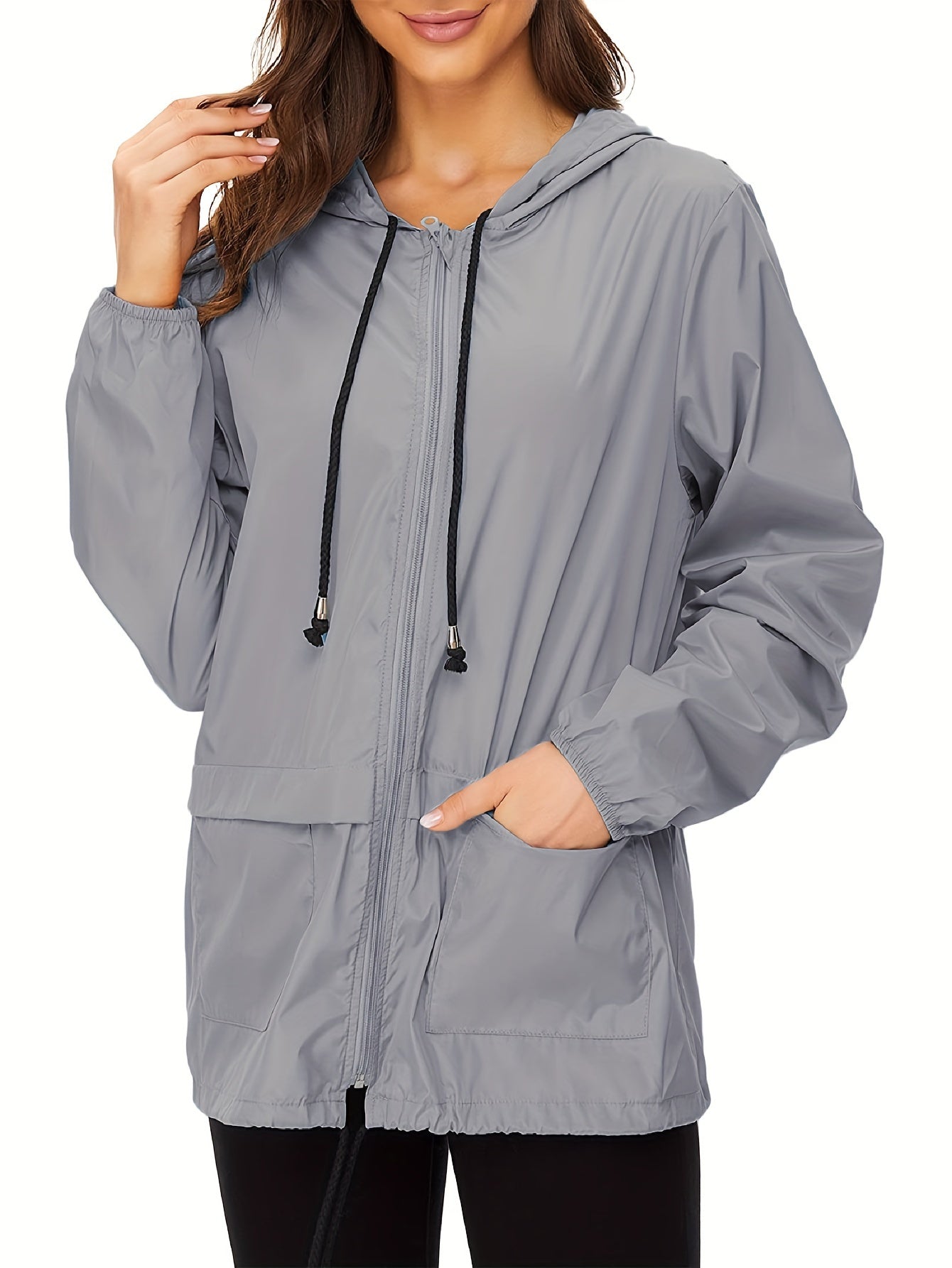 WW | Smooth Colored Windproof Jacket with Long Sleeves