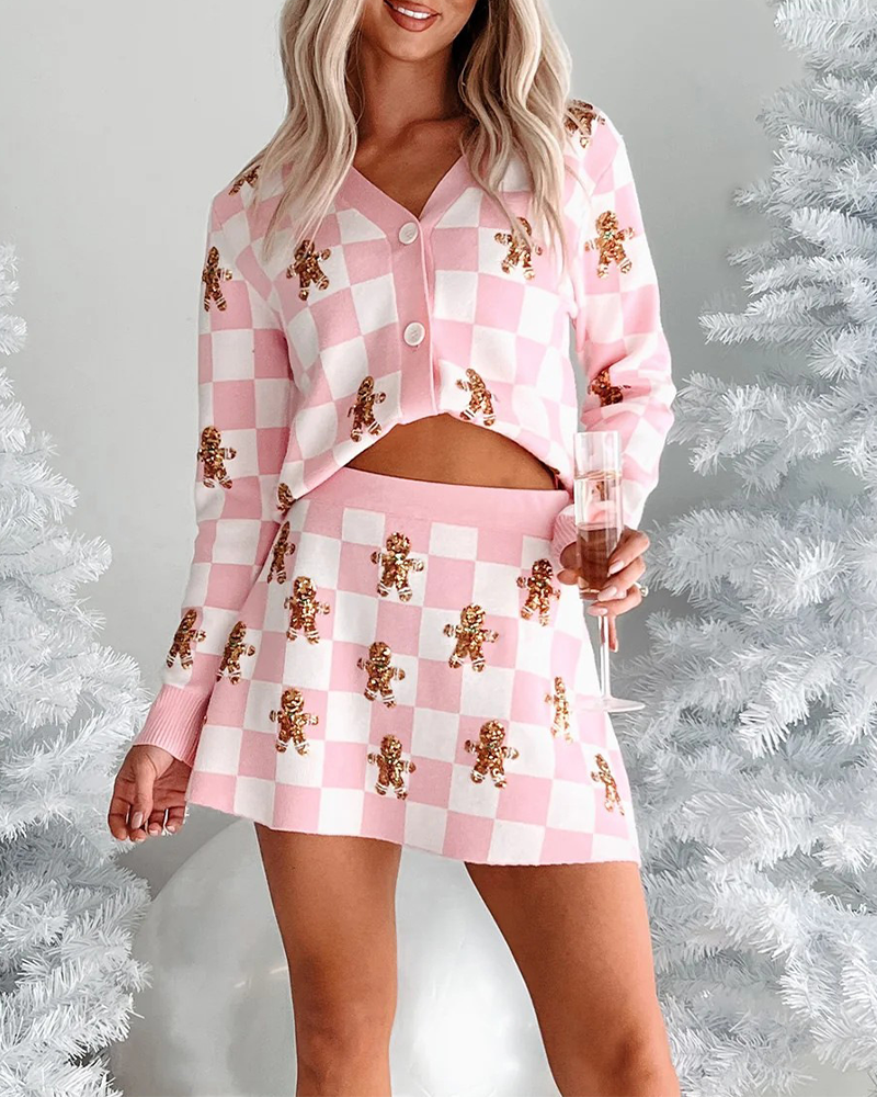 WW | Christmas Polka Dot Knitted Sweater Short Skirt Suit