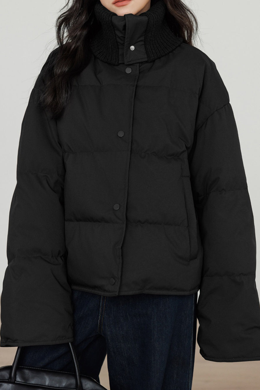 WW | Kragen Weißer Entendaunen-Pufferjacke