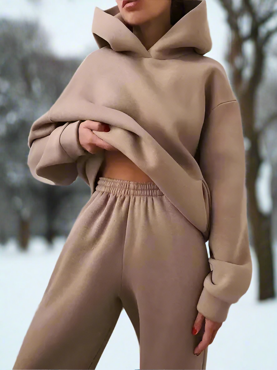 WW | Stylischer Baumwoll Kapuzenpullover Und Sweatpants Für Frauen