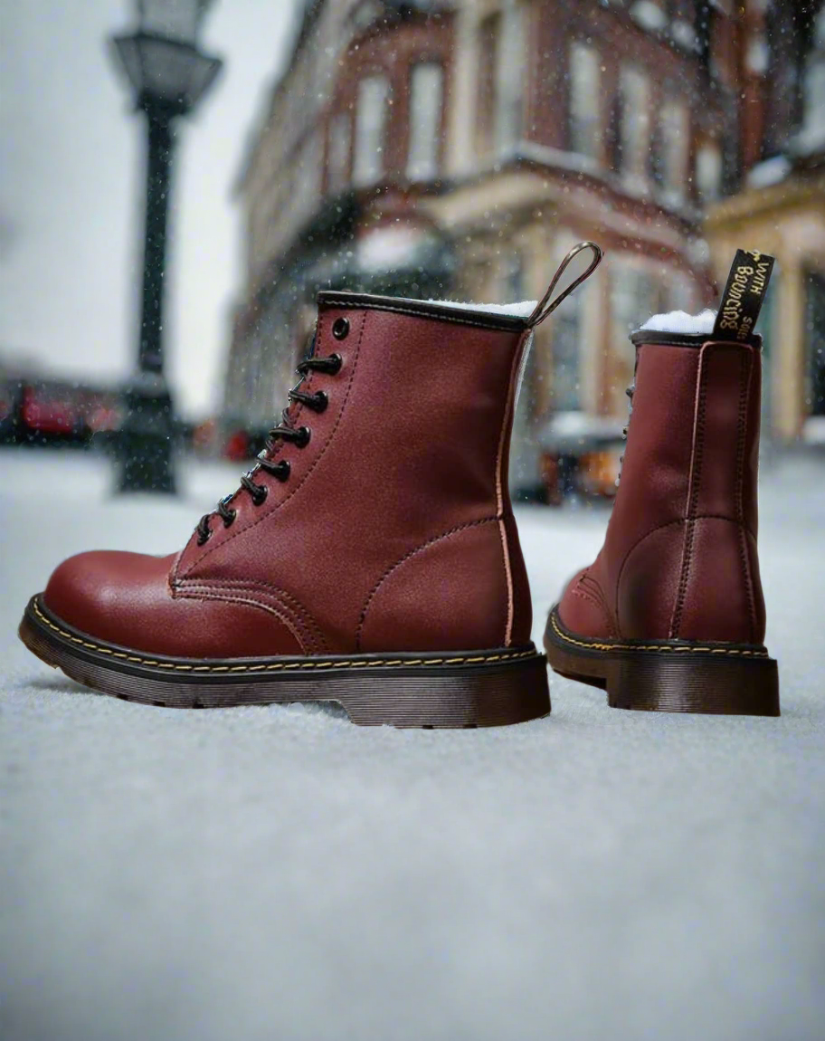WW | Lederstiefel Schnürung Robustes Design Dicke Sohle Für Guten Grip