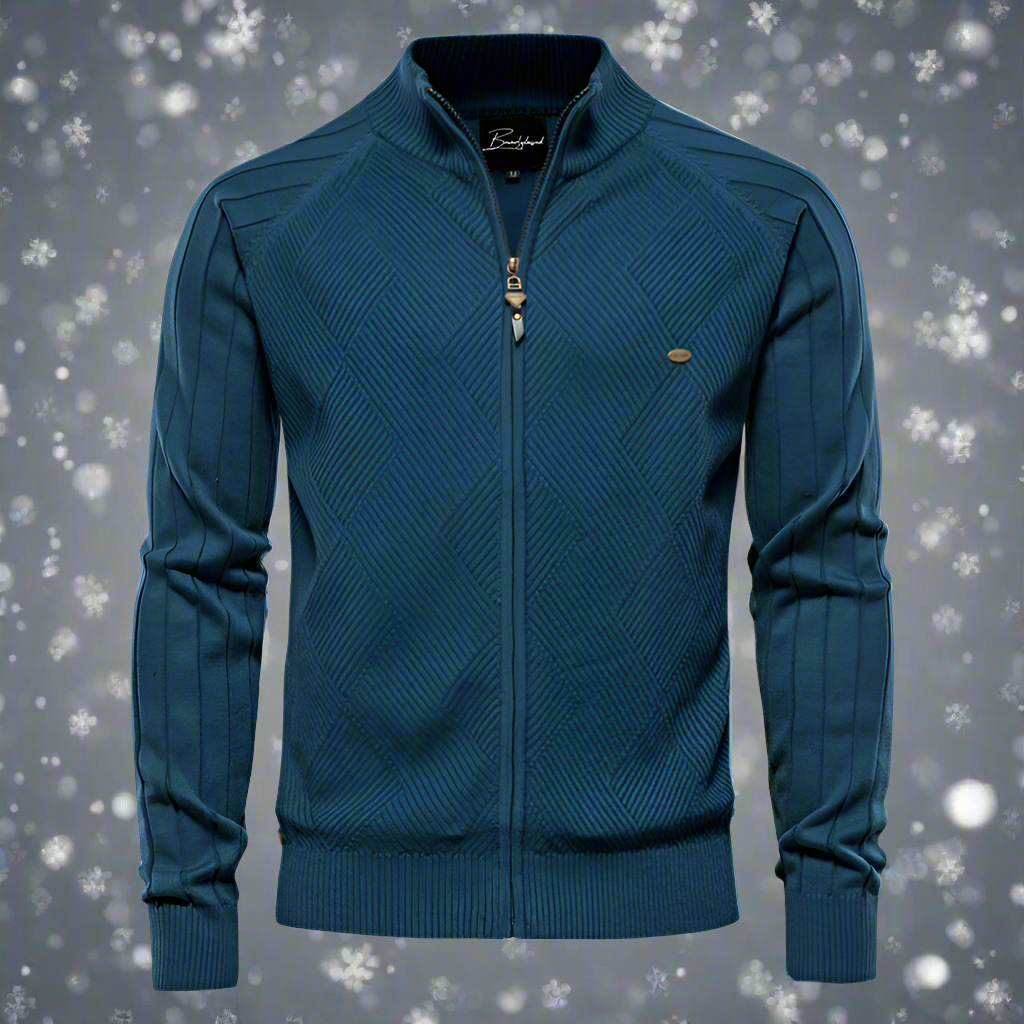 WW | Zipper High Collar Knit Texture Comfortable Fit