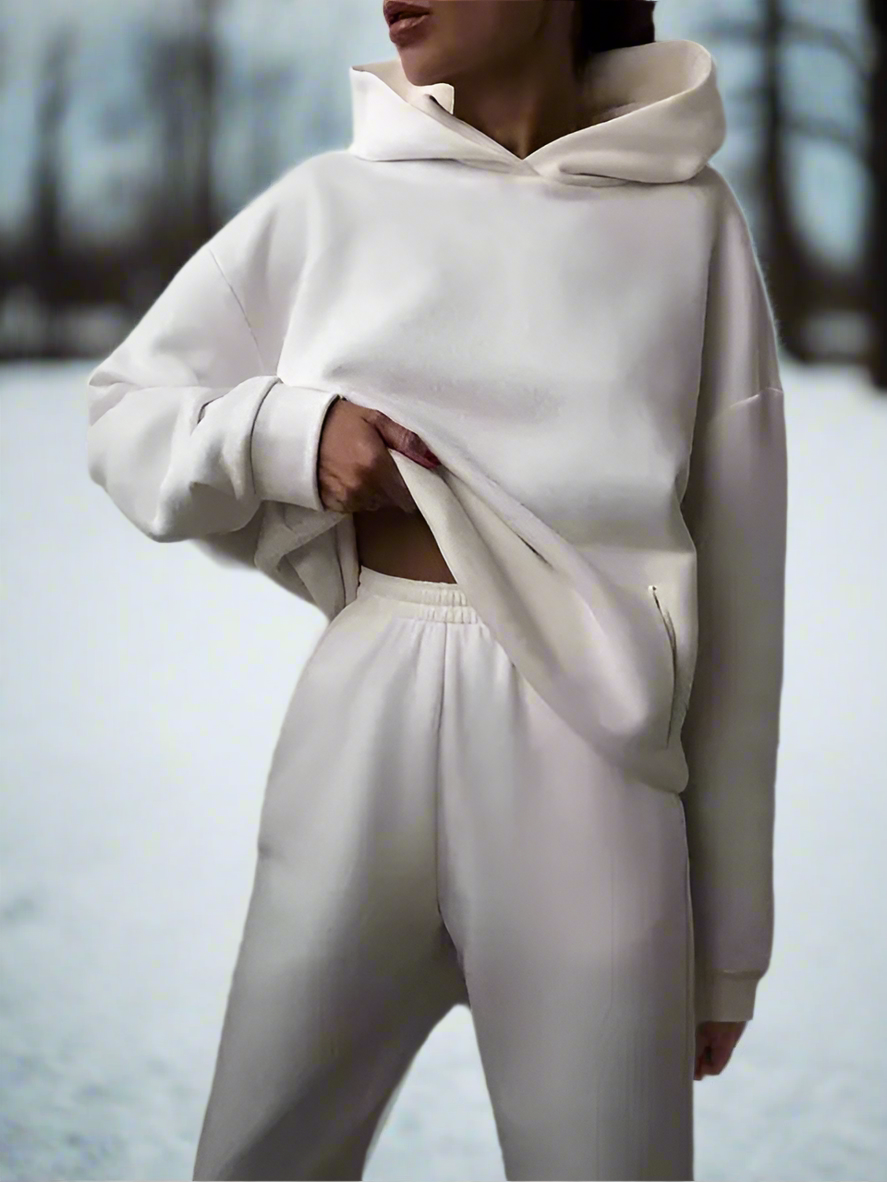 WW | Stylischer Baumwoll Kapuzenpullover Und Sweatpants Für Frauen
