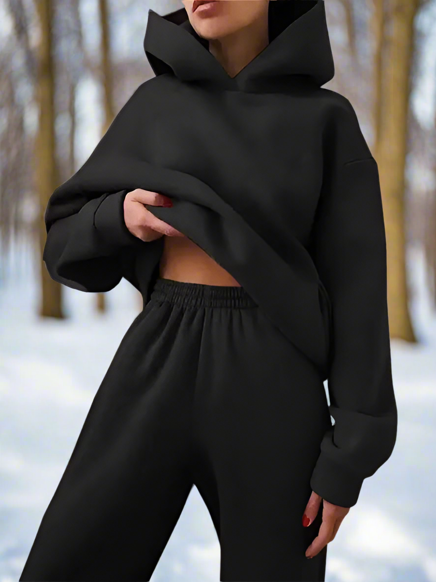 WW | Stylischer Baumwoll Kapuzenpullover Und Sweatpants Für Frauen