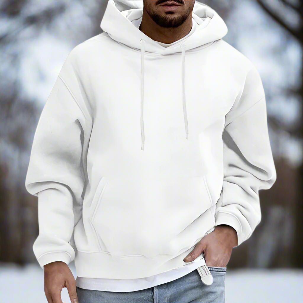 WW | Kapuzenpullover Relaxed Fit Weiche Baumwolle Verstellbare Kapuze Kängurutasche
