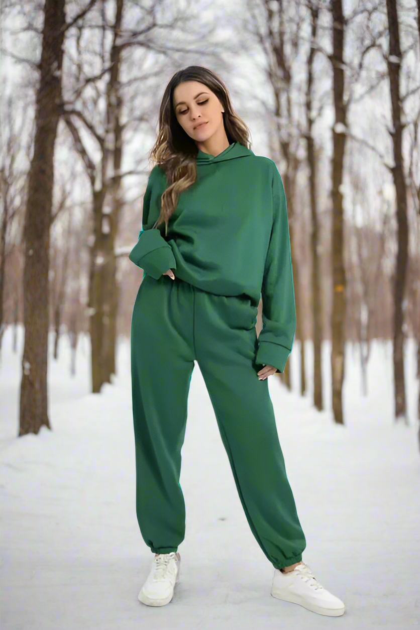 WW | Stylischer Baumwoll Kapuzenpullover Und Sweatpants Für Frauen