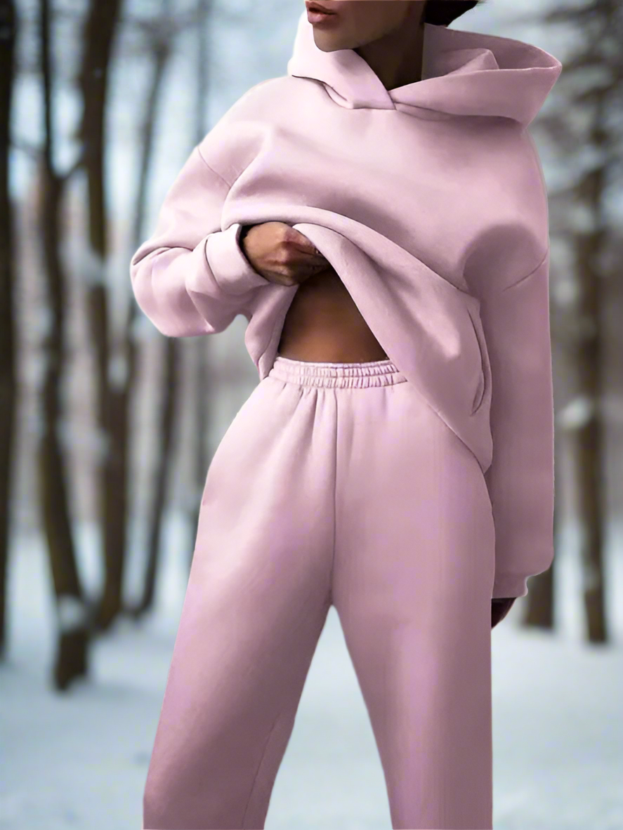 WW | Stylischer Baumwoll Kapuzenpullover Und Sweatpants Für Frauen