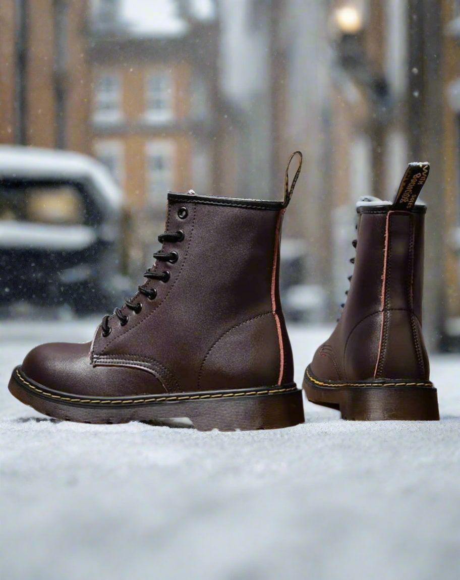 WW | Lederstiefel Schnürung Robustes Design Dicke Sohle Für Guten Grip