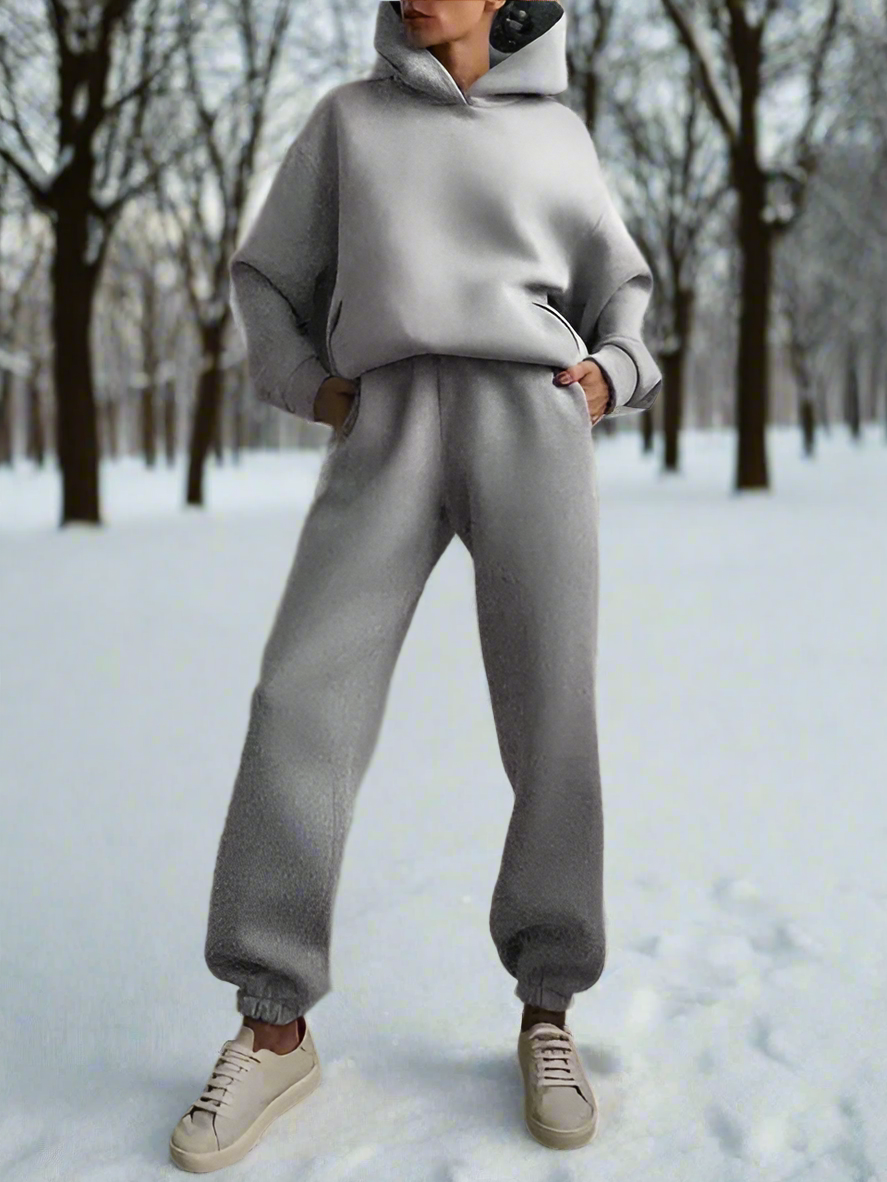 WW | Stylischer Baumwoll Kapuzenpullover Und Sweatpants Für Frauen