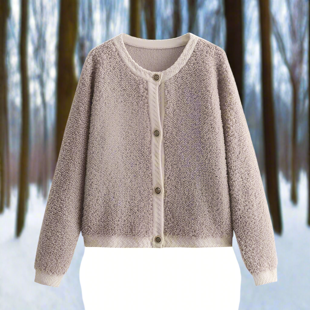 WW | Cardigan-Jacke - Weiche Teddy-Textur - Offene Vorderseite - Lässiger Schnitt