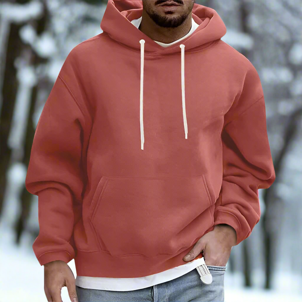 WW | Kapuzenpullover Relaxed Fit Weiche Baumwolle Verstellbare Kapuze Kängurutasche