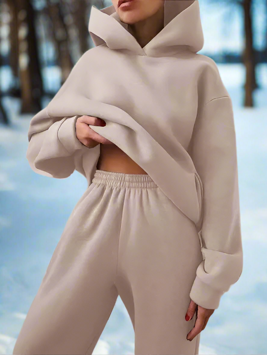 WW | Stylischer Baumwoll Kapuzenpullover Und Sweatpants Für Frauen