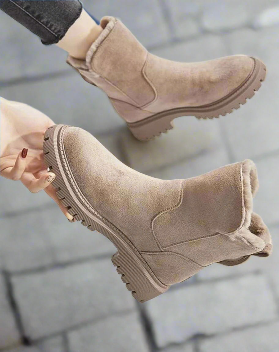 WW | Stiefel Wildleder Look Slipper Weiche Fütterung Strapazierfähige Sohle