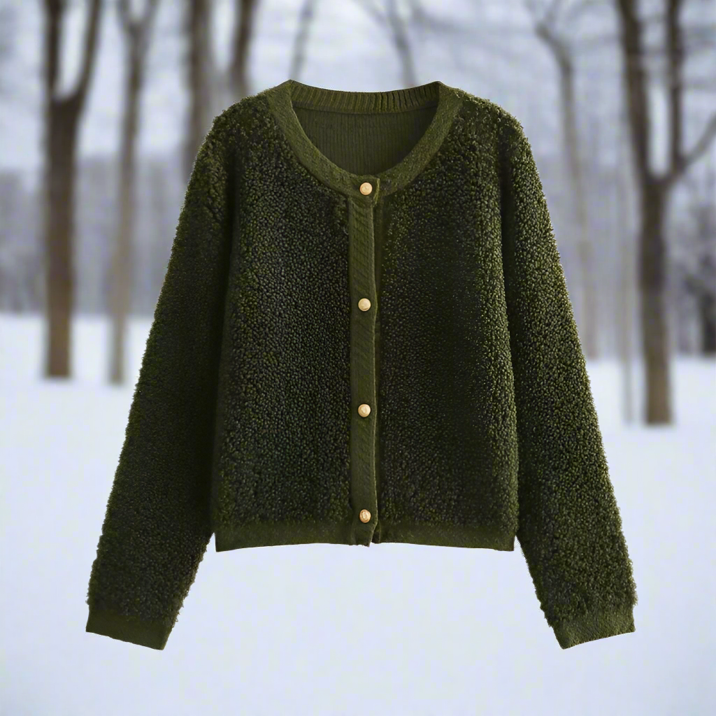 WW | Cardigan-Jacke - Weiche Teddy-Textur - Offene Vorderseite - Lässiger Schnitt