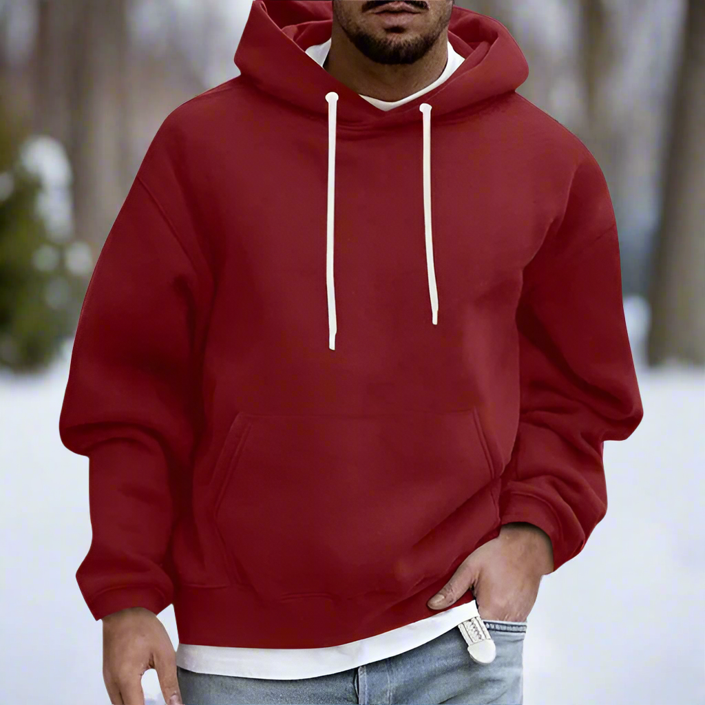 WW | Kapuzenpullover Relaxed Fit Weiche Baumwolle Verstellbare Kapuze Kängurutasche
