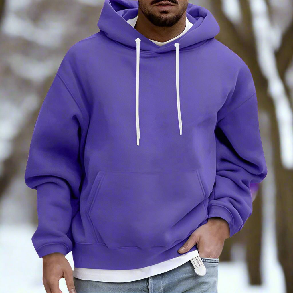 WW | Kapuzenpullover Relaxed Fit Weiche Baumwolle Verstellbare Kapuze Kängurutasche