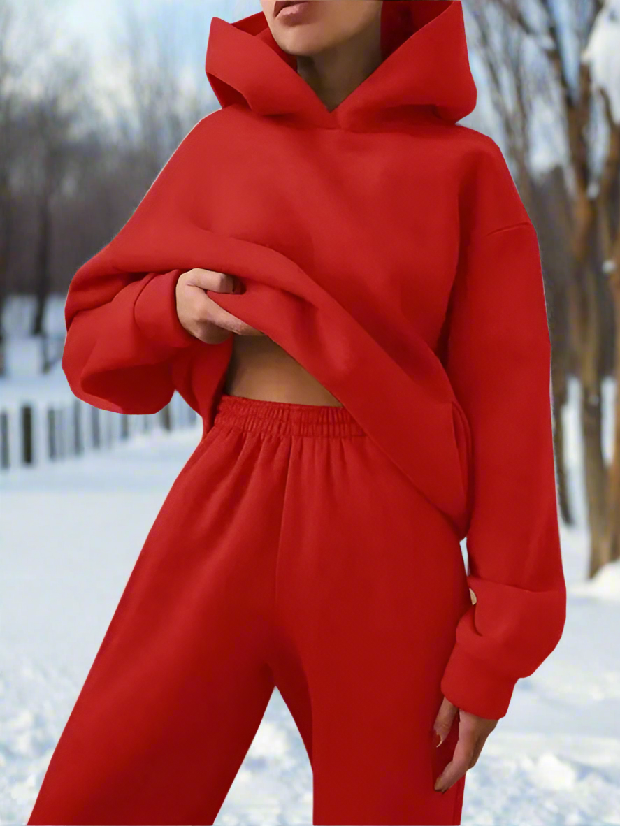 WW | Stylischer Baumwoll Kapuzenpullover Und Sweatpants Für Frauen