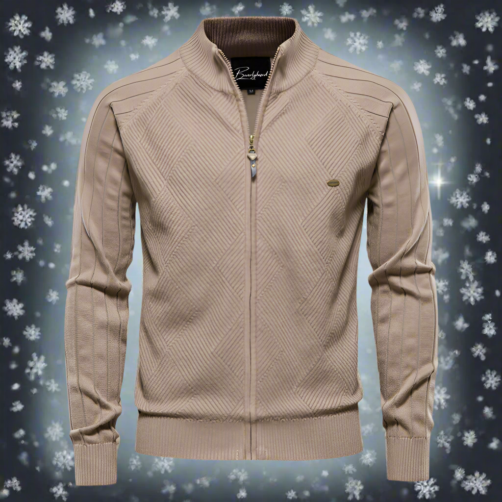 WW | Zipper High Collar Knit Texture Comfortable Fit