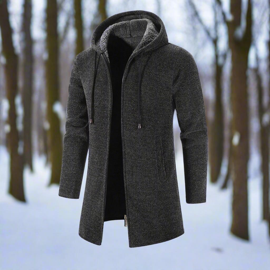 WW | Kapuzenpullover Strickstoff Reißverschluss Weiche Fütterung Verstellbare Kapuze
