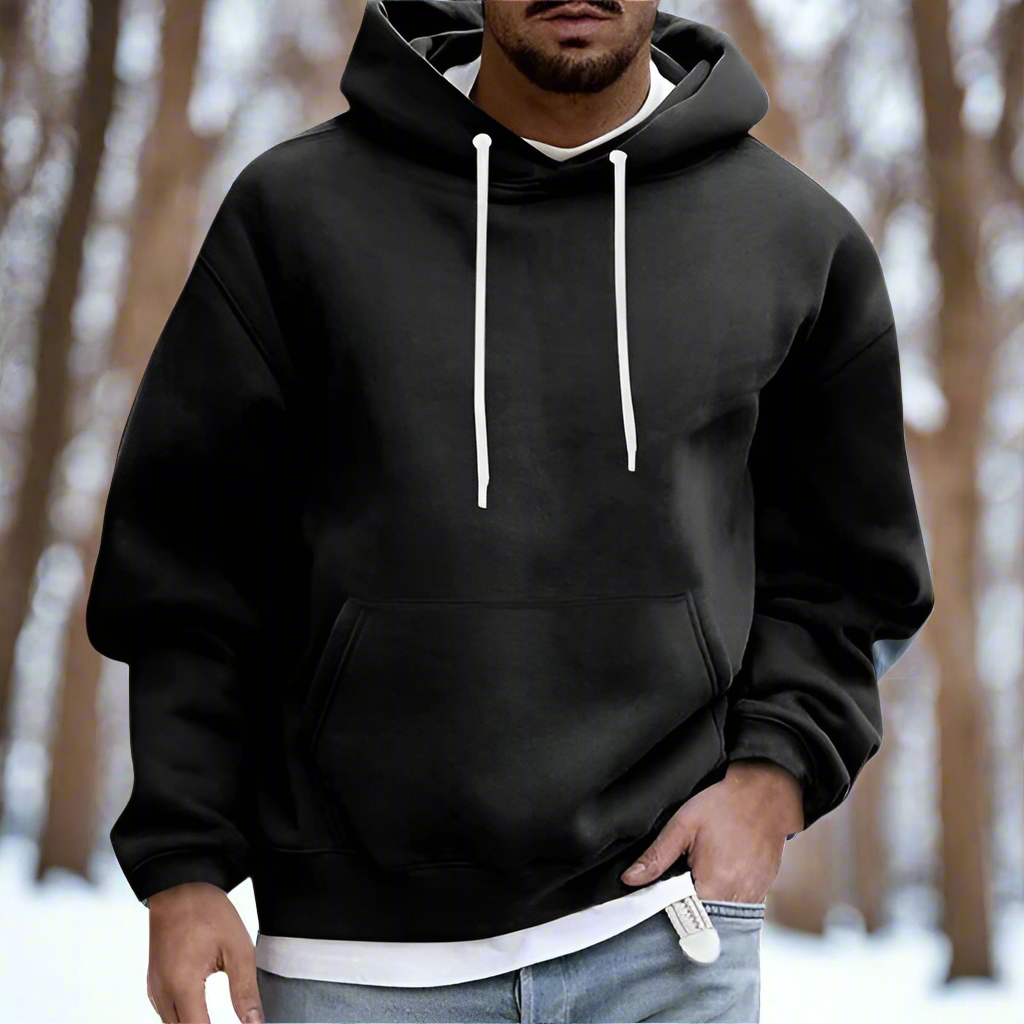 WW | Kapuzenpullover Relaxed Fit Weiche Baumwolle Verstellbare Kapuze Kängurutasche