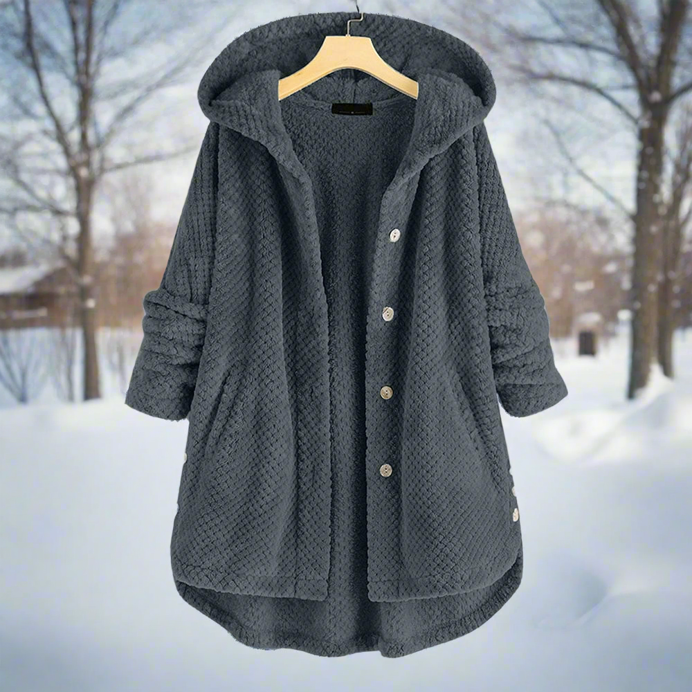 WW | Strukturiertes Fleece Lange Und Weite Passform Knopfverschluss Mit Taschen