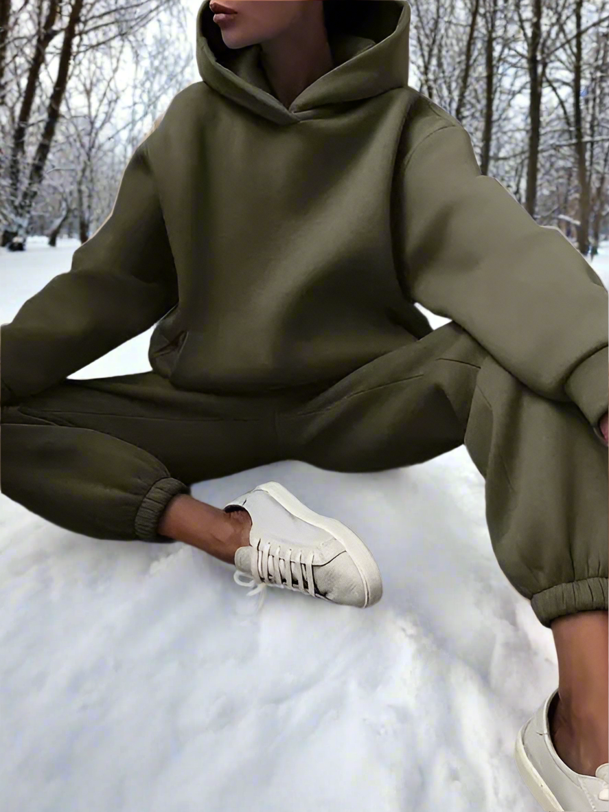 WW | Stylischer Baumwoll Kapuzenpullover Und Sweatpants Für Frauen