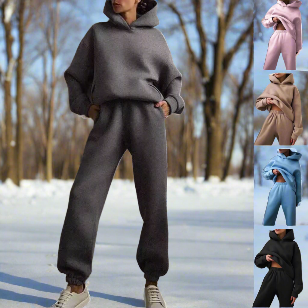 WW | Stylischer Baumwoll Kapuzenpullover Und Sweatpants Für Frauen