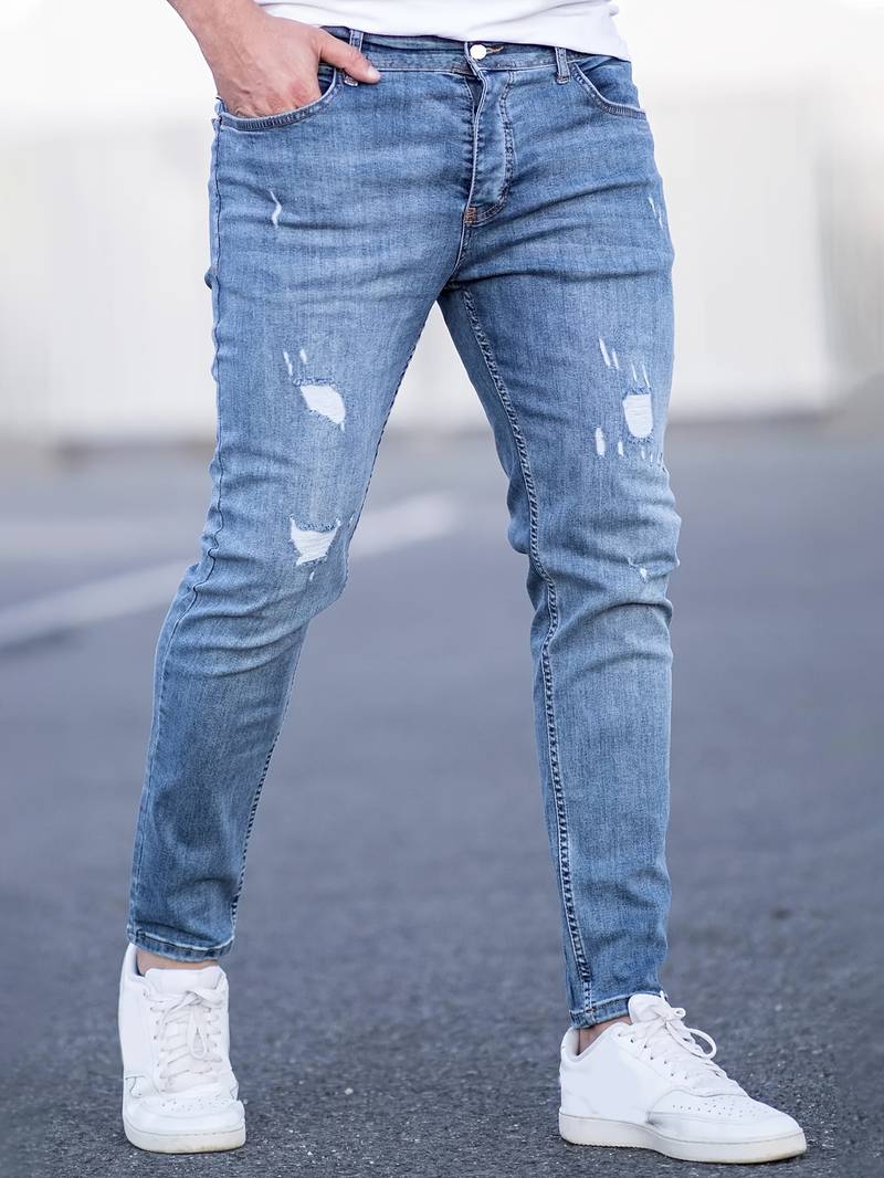 WW | Skinny Fit Jeans with Rips - Stretch Denim Pants for Everyday & Streetwear Style
