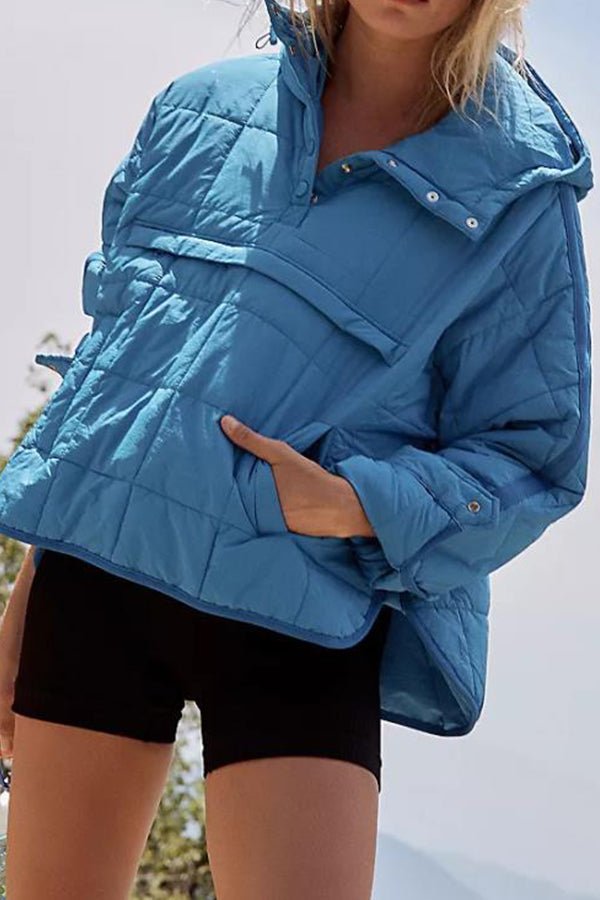 WW | Farbe Kapuzenjacke Gepolstert Faltbare Gepolsterte Pullover Tasche Langarmjacke