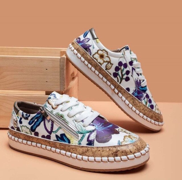 WW | Floral Orthopädische Reißverschluss Sneaker