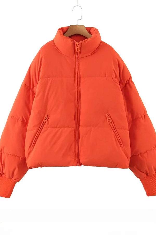WW | Collar Zipper Pocket Thick Warm Cotton Jacket