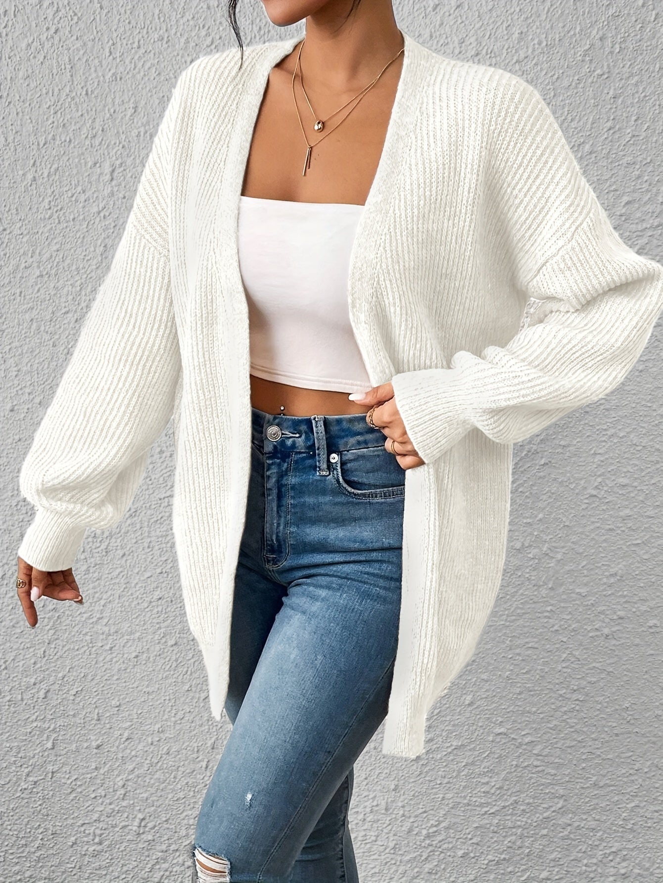 WW | Warm cotton knit cardigan for women - Ideal for winter