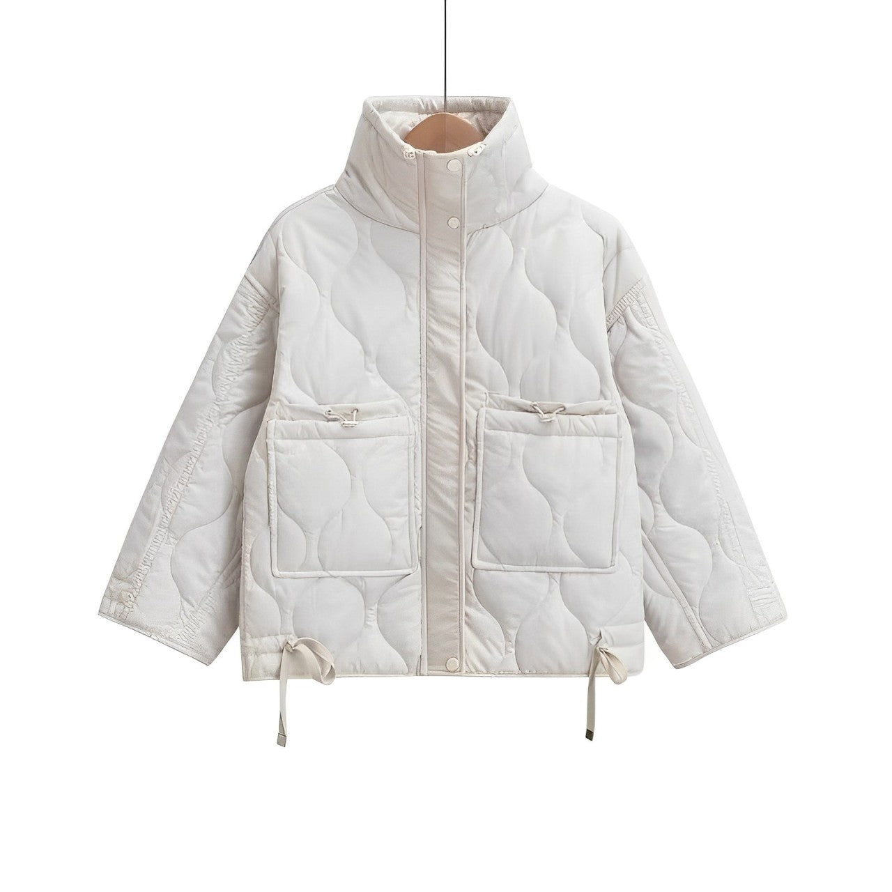WW | Women's hip-length cotton jacket with stand-up collar and drawstring