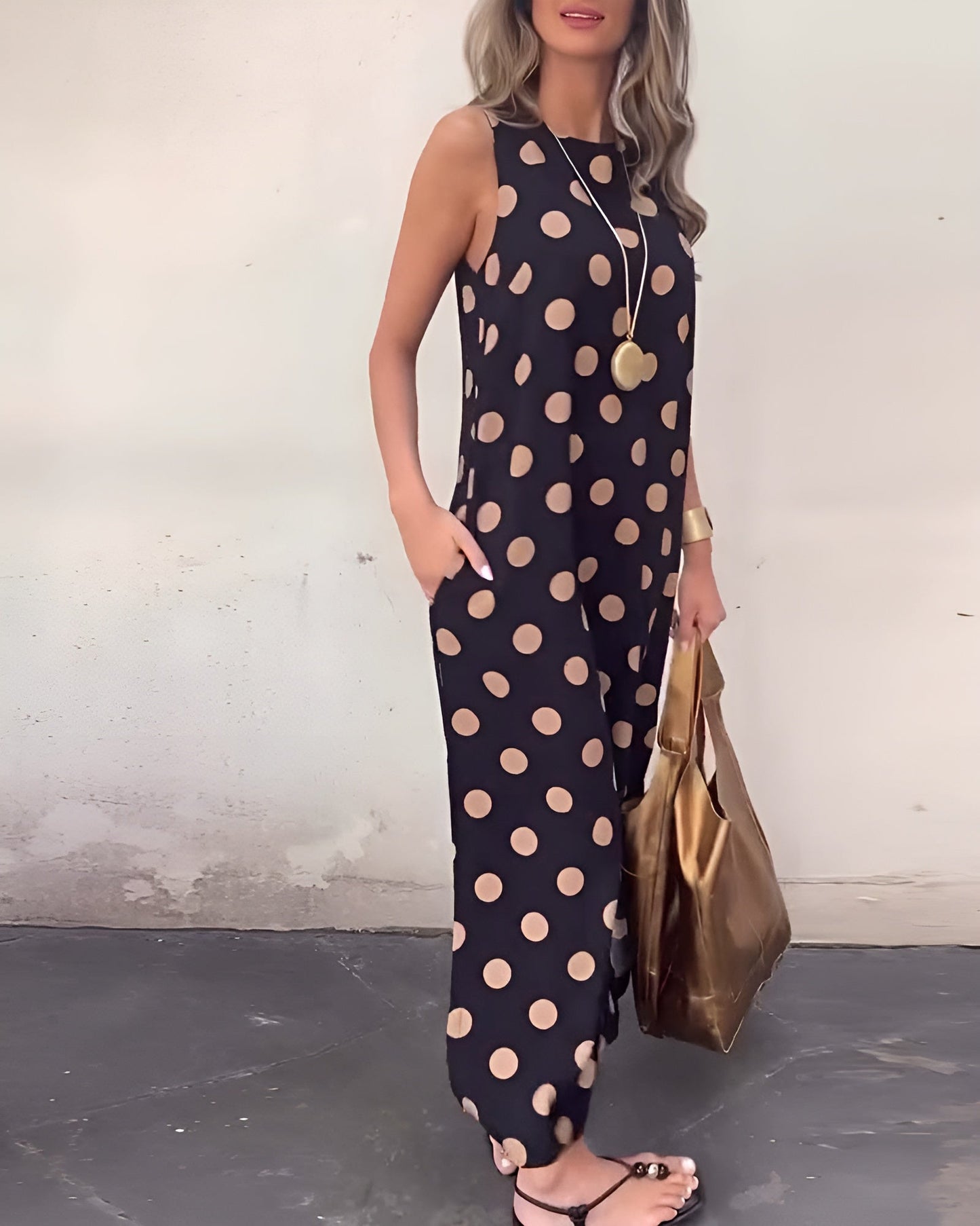 Roxane | Polka Dot Maxi Dress with Slit