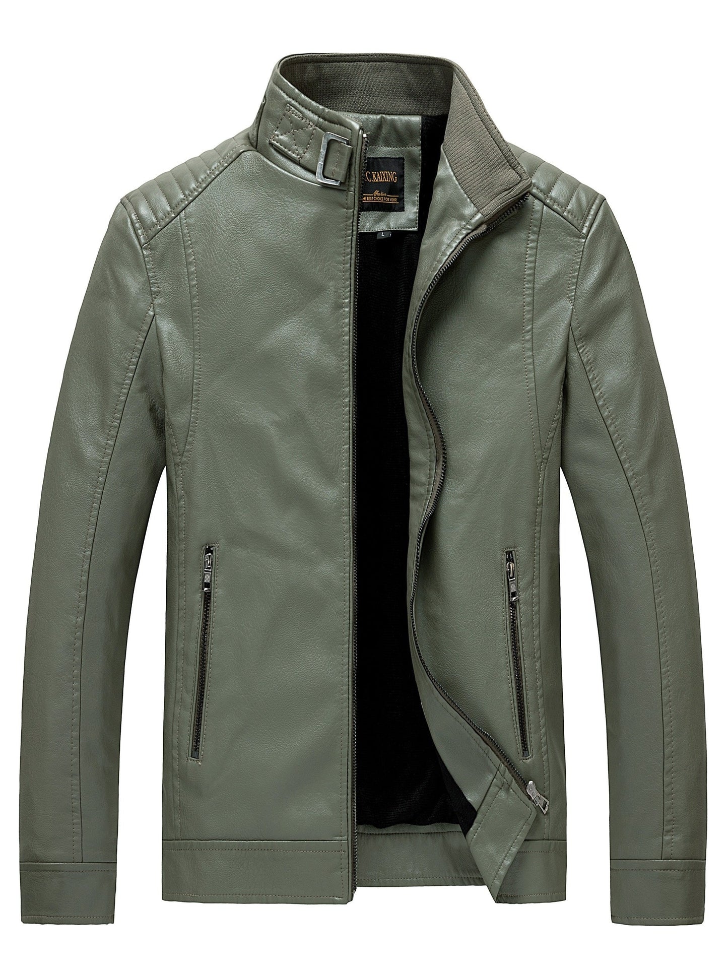 WW | Stylische Lederjacke mit Reißverschluss Taschen