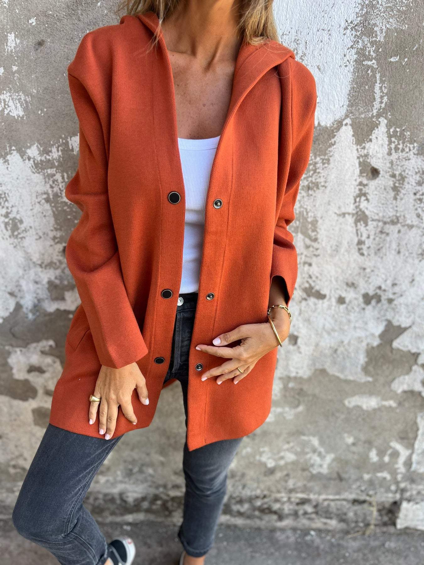WW | Women's Midi Length Loose Fit Button Closure Classic Collar