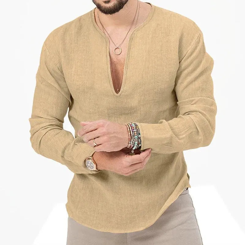 WW | Herren Leinen Langarmhemd