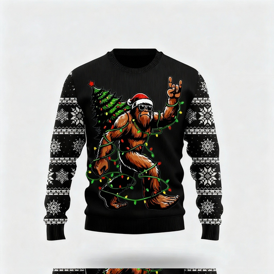 WW | Funny Animal Pattern Design - Black Holiday Icon Sweater