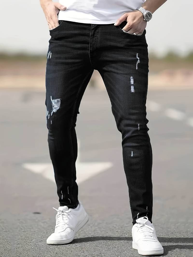 WW | Skinny Fit Jeans with Rips - Stretch Denim Pants for Everyday & Streetwear Style