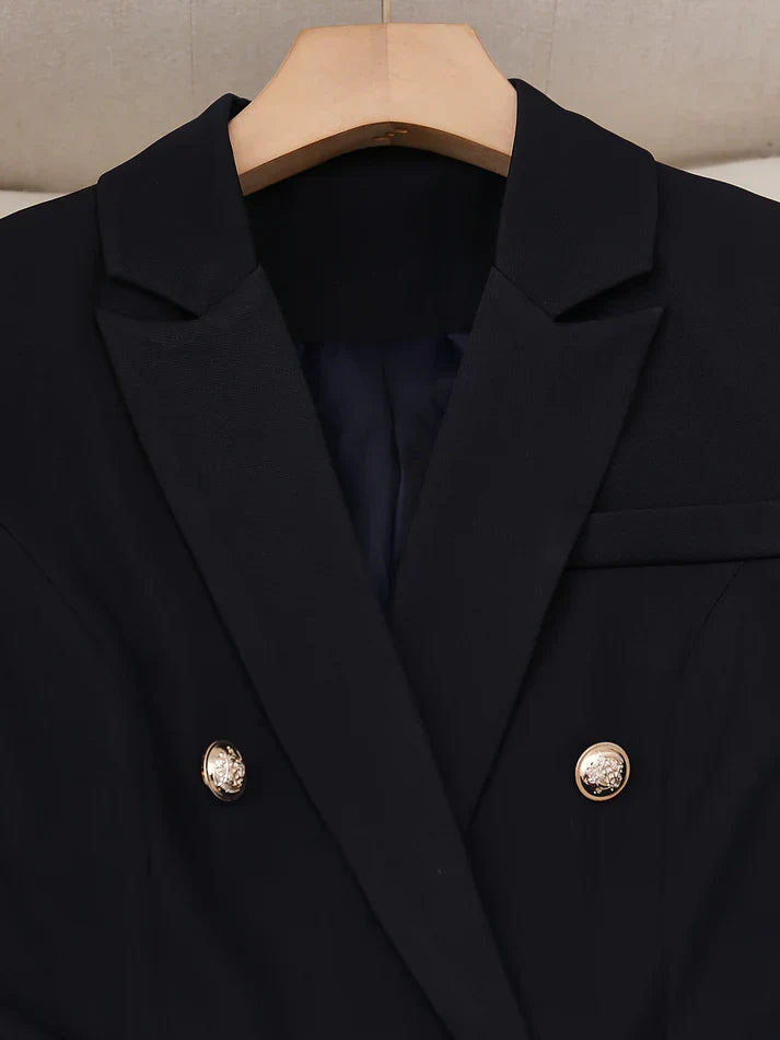WW | Double-Breasted Blazer with Lapel Collar Two-Piece Set for Women - For elegant occasions