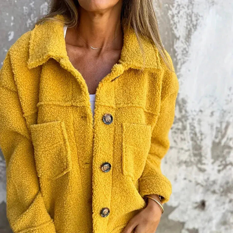 WW | Damen Lange Ärmel Teddy Jacke Gemütlicher Winterstil