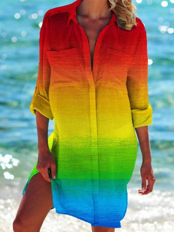 WW | Bikini Jacke Shirt Badeanzug Strickjacke Damenbekleidung Druck Urlaub Strandshirt