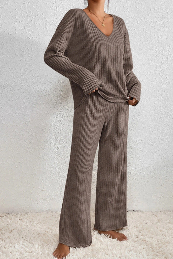 WW | Women's Ribbed Knit Two-Piece Loungewear Set